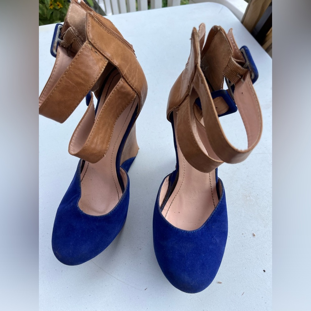 Blue heels suede/faux leather